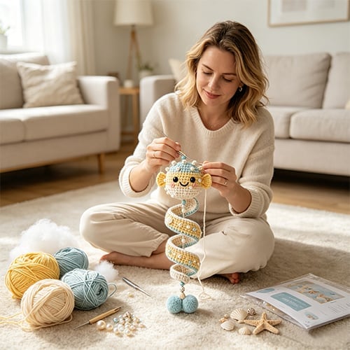 Ocean Wind Chime Knitted Material Bag