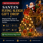 2026 New Santa’s Flying Sleigh Gift Cascade – Solar Christmas Garden Light