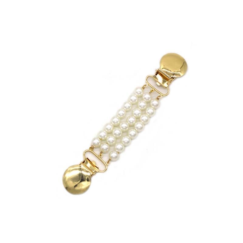 Vintage Sweater Shawl Clips With Pearl Chain Clasps