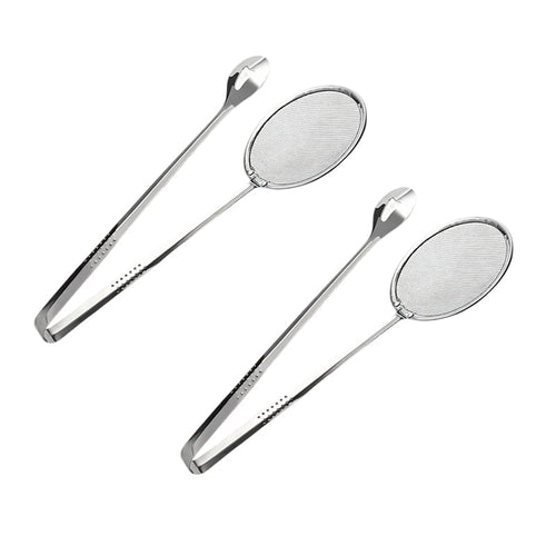 2-in-1 Stainless Steel Oil Strainer Tongs
