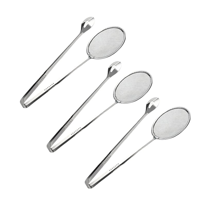 2-in-1 Stainless Steel Oil Strainer Tongs