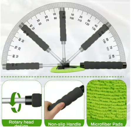 Microfiber Car Windshield Cleaning Tool with Extendable Handle