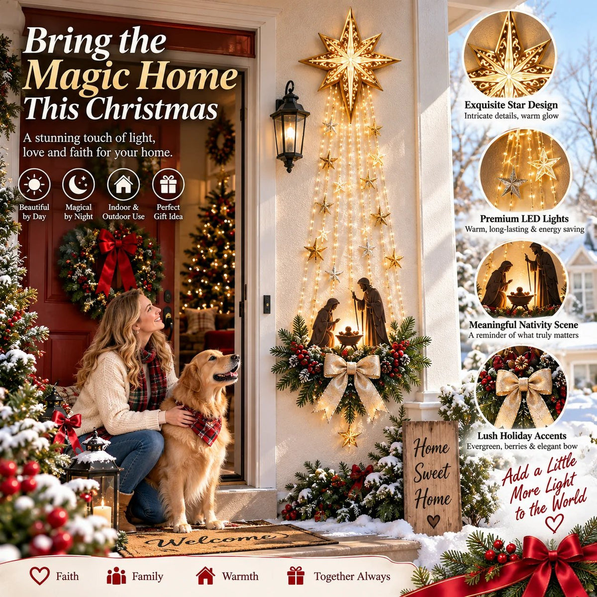 Last Day 50% OFF✝️Lighted Bethlehem Star Christmas Wall & Porch Decor