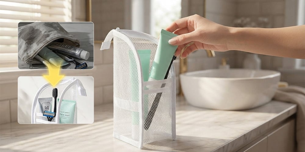 Self-Standing Toiletry & Cosmetic Storage Bag
