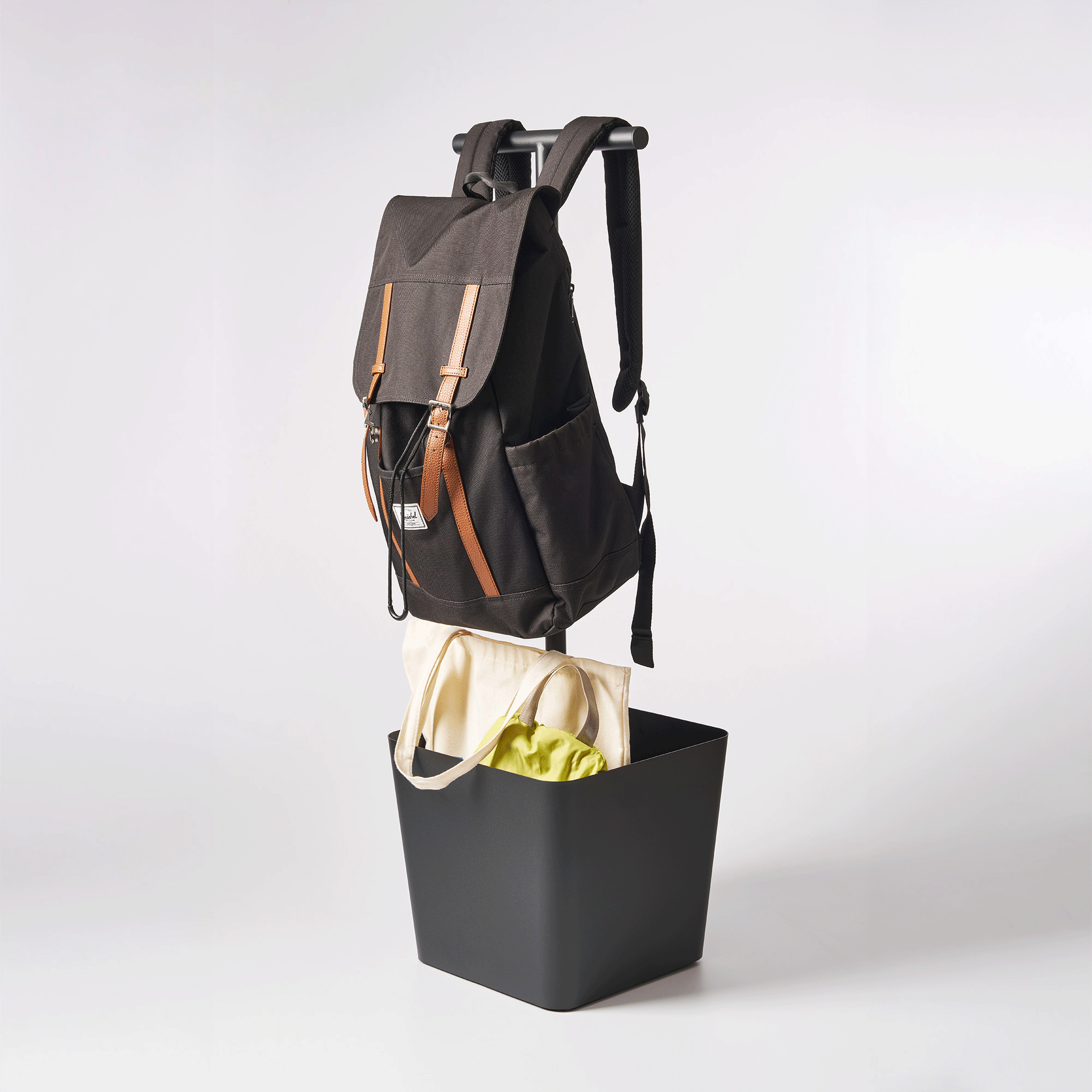 Backpack Stand With Cubby - Steel