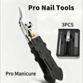 Black Anti-Slip Grip Gear Lock Nail Clipper Set with Ultra-Sharp Tips for Precise Access to Nail Grooves