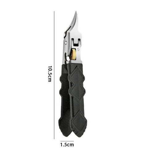 Black Anti-Slip Grip Gear Lock Nail Clipper Set with Ultra-Sharp Tips for Precise Access to Nail Grooves