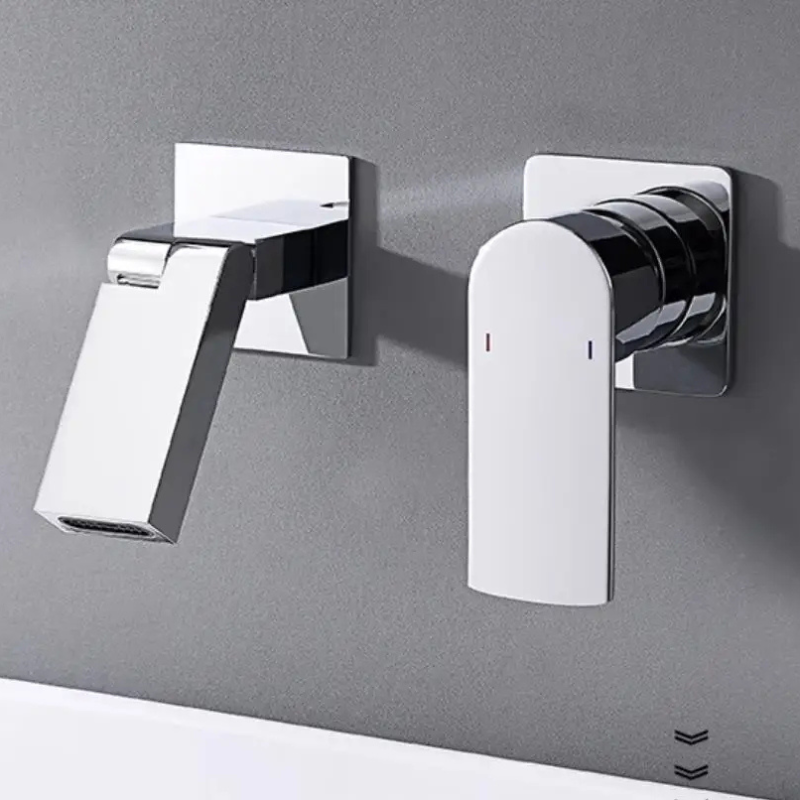 Brass Wall-Mount Basin Bathtub Faucet Single-Handle Bathroom Mixer Tap