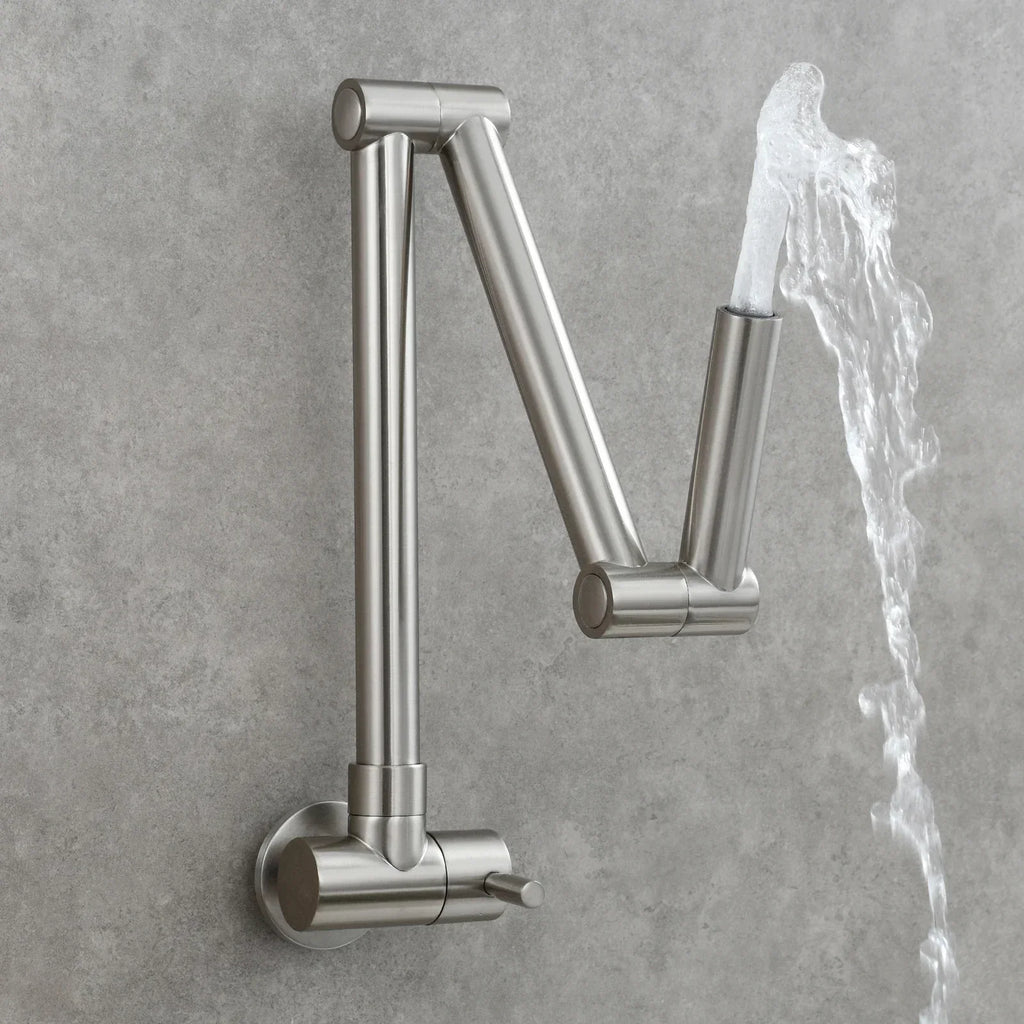 Brass Folding Kitchen Faucet Two-Joint Swing Arm Single Cold Water Tap