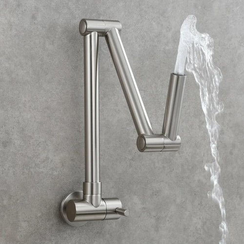 Brass Folding Kitchen Faucet Two-Joint Swing Arm Single Cold Water Tap
