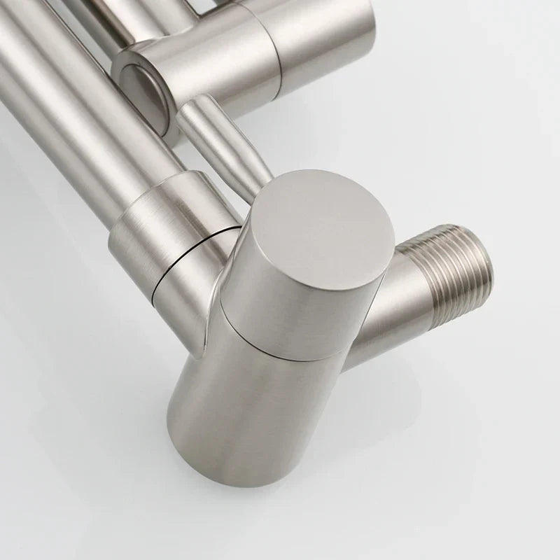 Brass Folding Kitchen Faucet Two-Joint Swing Arm Single Cold Water Tap