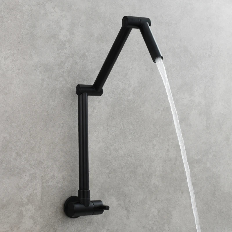 Brass Folding Kitchen Faucet Two-Joint Swing Arm Single Cold Water Tap