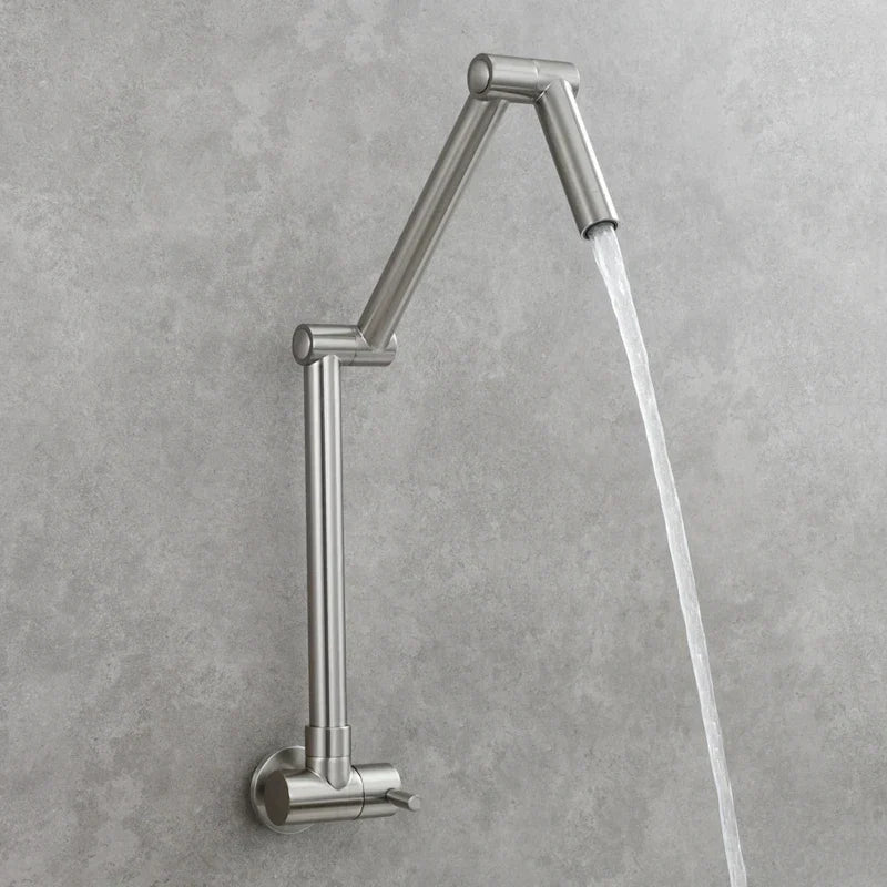 Brass Folding Kitchen Faucet Two-Joint Swing Arm Single Cold Water Tap