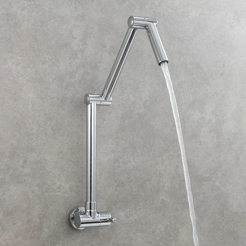 Brass Folding Kitchen Faucet Two-Joint Swing Arm Single Cold Water Tap