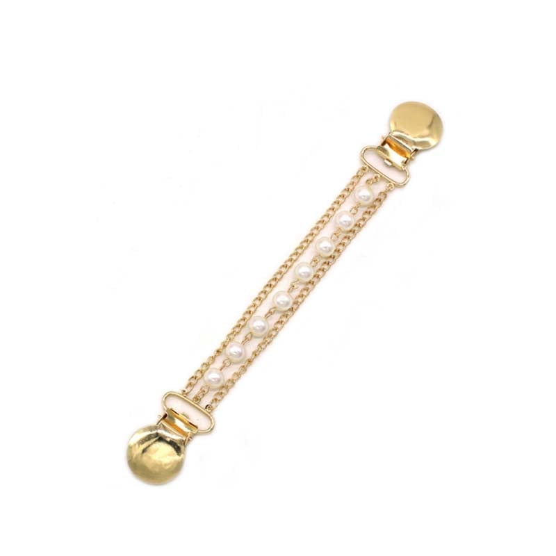 Vintage Sweater Shawl Clips With Pearl Chain Clasps