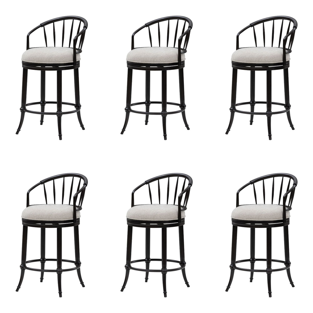 Luther - Commercial Grade Steel Frame Fabric Upholstered Swivel Counter Height Barstool