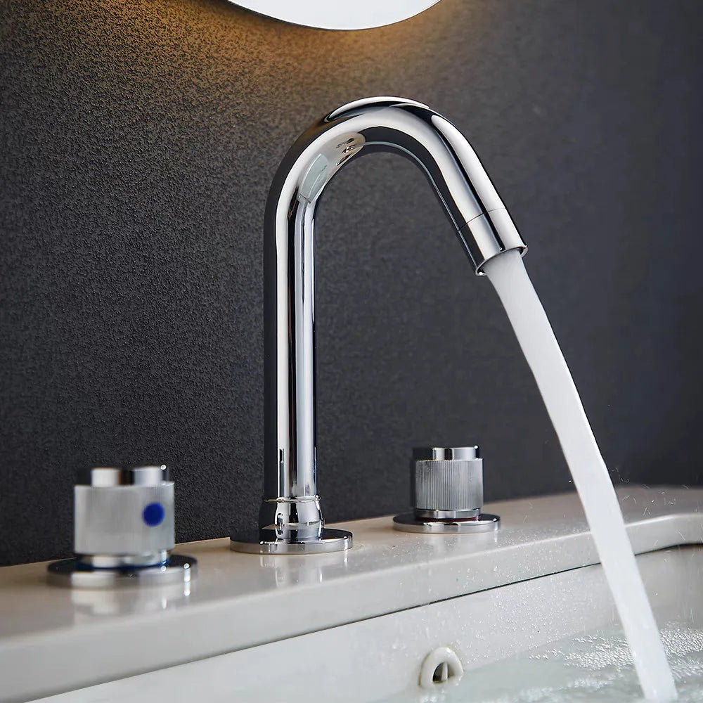 Modern Bathroom Basin Faucet Brass Tap with Handle Water Mixer Tap