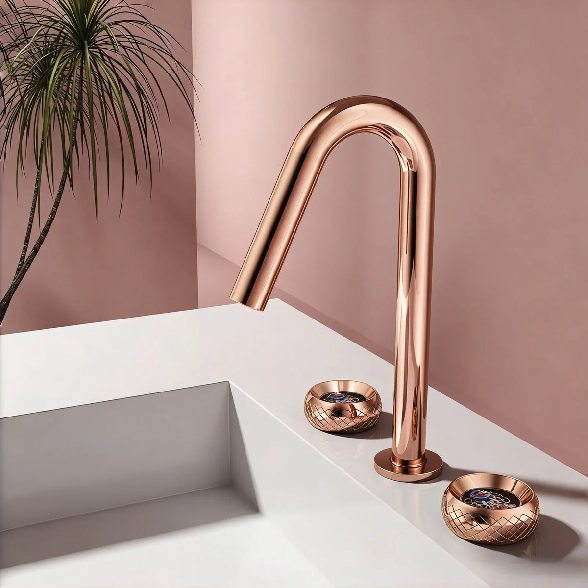 Luxury Brass Basin Faucet Widespread Bathroom Sink Water Mixer Tap