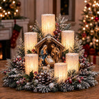 Christmas Lighted Centerpiece with Flameless Candle Glow