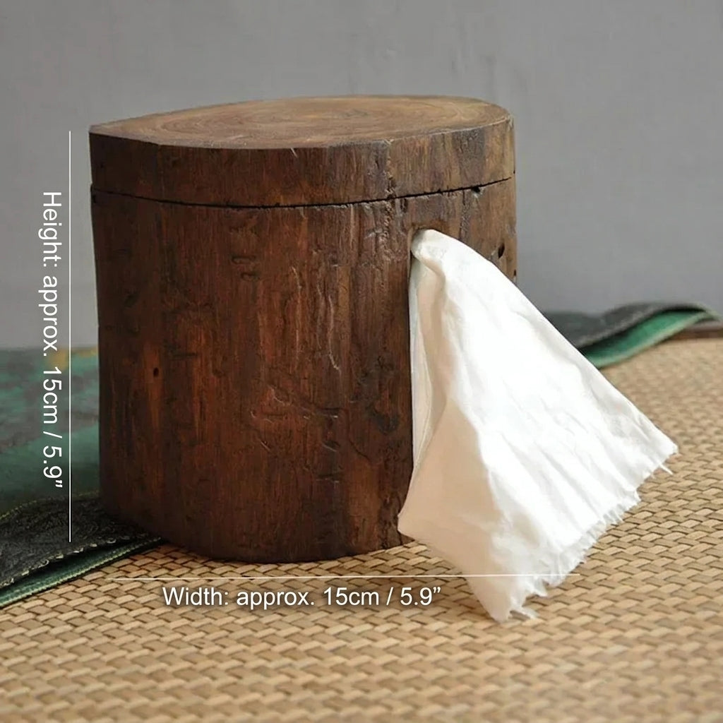 Solid Wood Bathroom Tissue Holder Desktop Wall-Mounted Paper Towel Box