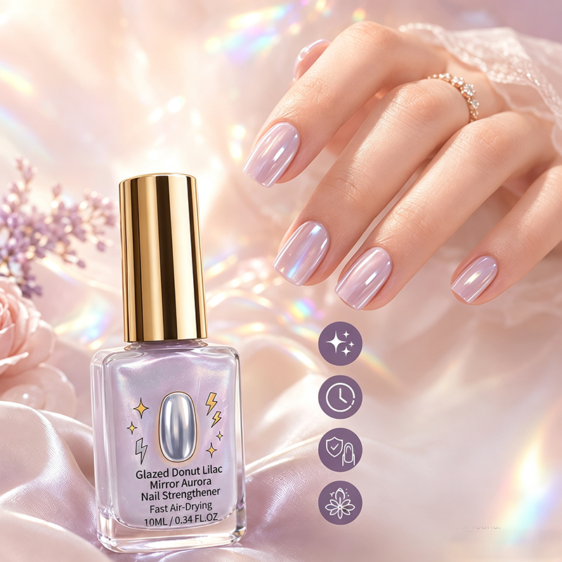 💅💜Lilac Mirror Shine Nail Strengthener – Glossy No-UV Nail Treatment