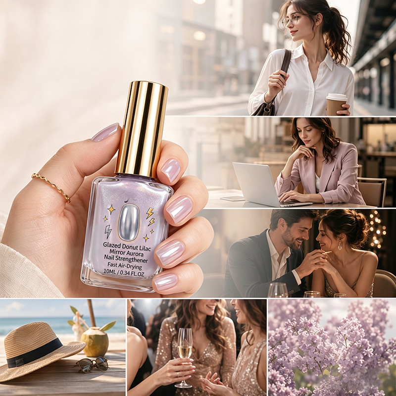 💅💜Lilac Mirror Shine Nail Strengthener – Glossy No-UV Nail Treatment