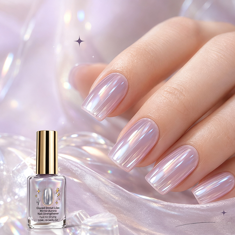 💅💜Lilac Mirror Shine Nail Strengthener – Glossy No-UV Nail Treatment