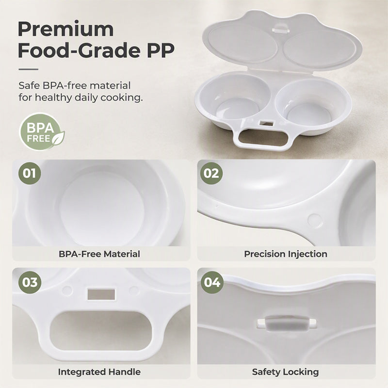 ⏳🔥LIMITED-TIME 50% OFF! ⏰Microwave Egg Poacher with Lid & Handle 🍳 Dual Cavity Microwave Egg Poacher – Quick Oil-Free Cooking, Food-Grade PP & Versatile Kitchen Essential 💫