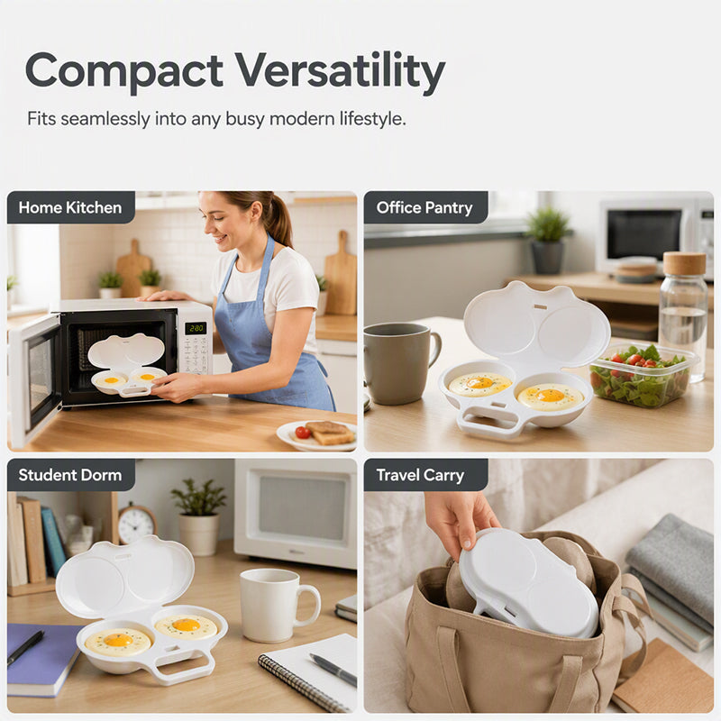 ⏳🔥LIMITED-TIME 50% OFF! ⏰Microwave Egg Poacher with Lid & Handle 🍳 Dual Cavity Microwave Egg Poacher – Quick Oil-Free Cooking, Food-Grade PP & Versatile Kitchen Essential 💫