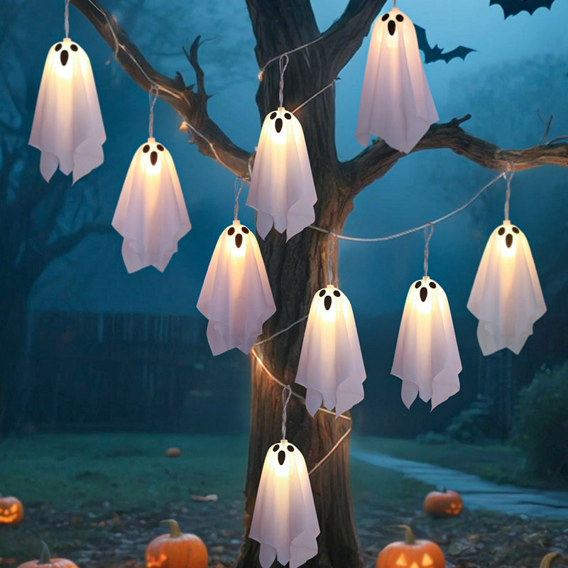 👻Halloween Ghost String Lights – 10-Piece LED Spooky Outdoor Decor🎃