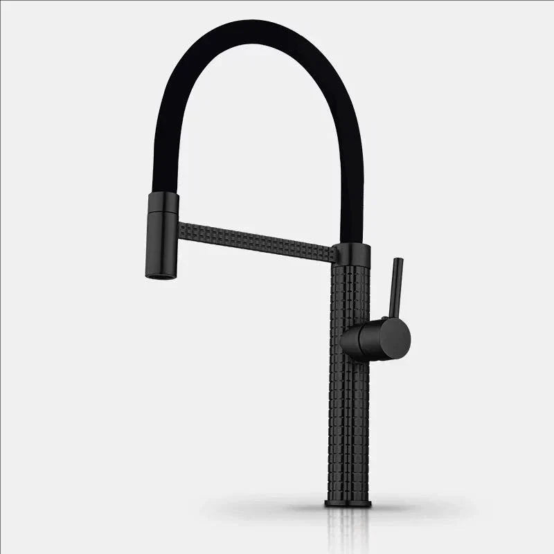 Spring Pull-Down Kitchen Faucet Brass Hot Cold Mixer Rubber Tube Tap