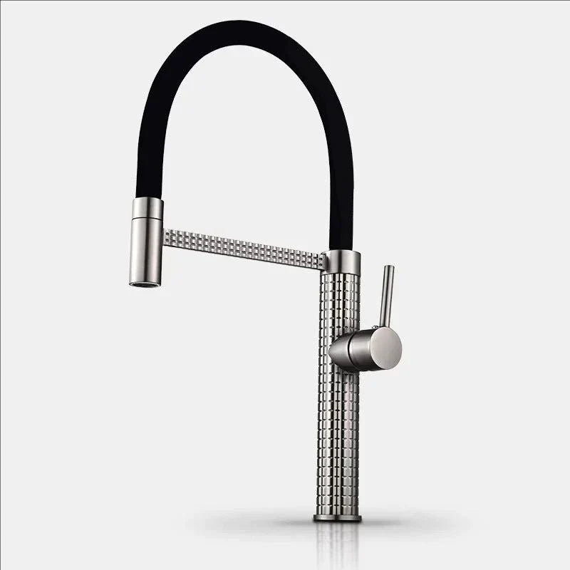 Spring Pull-Down Kitchen Faucet Brass Hot Cold Mixer Rubber Tube Tap
