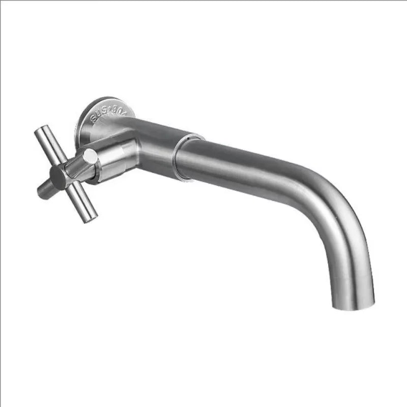Wall-Mounted Brass Basin Faucet Single Cold Water Washbasin Utility Tap
