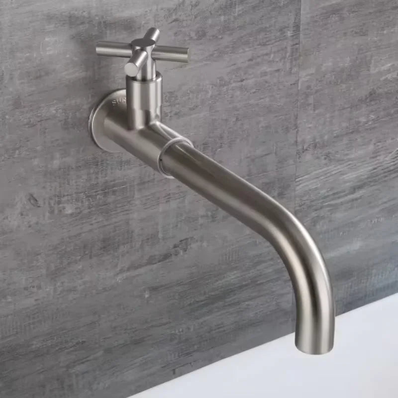 Wall-Mounted Brass Basin Faucet Single Cold Water Washbasin Utility Tap